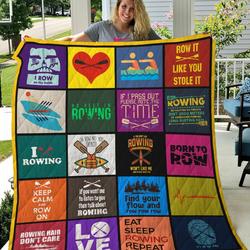 Rowing Keep Calm And Row On Quilt Blanket Great Customized Blanket Gifts For Birthday Christmas Thanksgiving and Home Decor