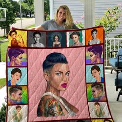 Ruby Rose Quilt Blanket 01 and Home Decor