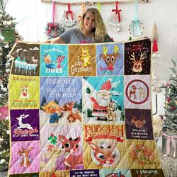 Rudolph The Red Nosed Reindeer Quilt Blanket 02271 and Home Decor