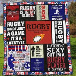 Rugby Love Blanket Th1307 Quilt and Home Decor