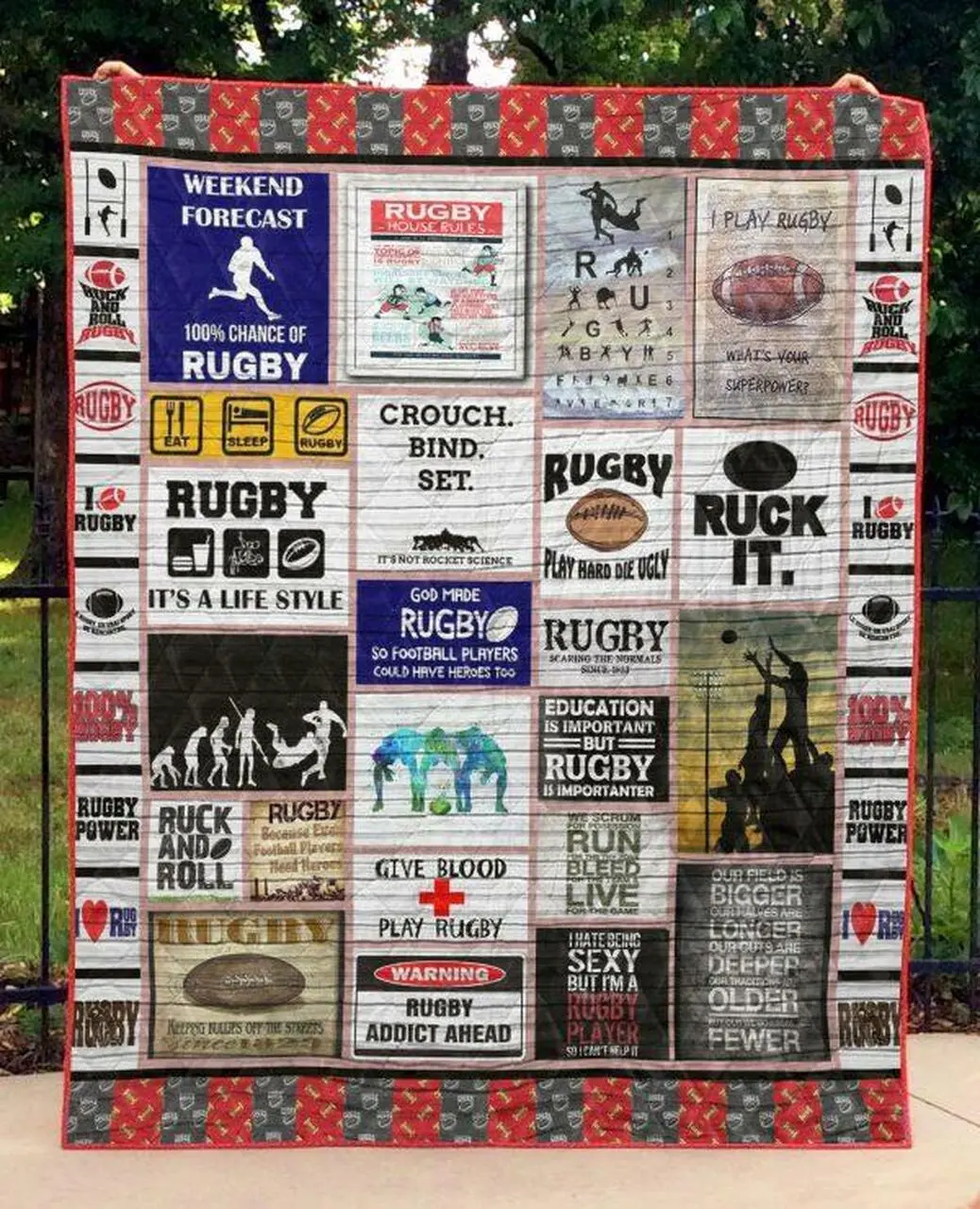 Rugby Quilt Blanket Ver 7 Quilt and Home Decor