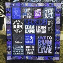 Run Every Mile Quilt Blanket Tr12  Quilt and Home Decor