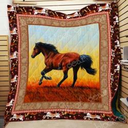 Running Horse In Sunset Quilt Blanket D296  Quilt and Home Decor