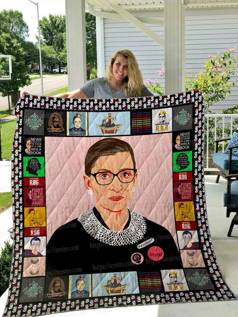 Ruth Bader Ginsburg Quilt Blanket 01 and Home Decor