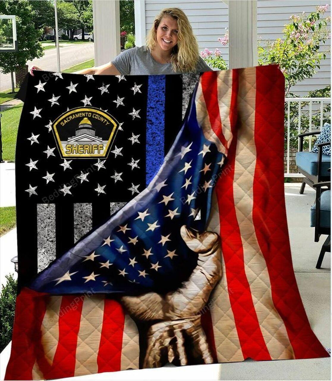 Sacramento County Sheriff Flag Quilt Blanket and Home Decor