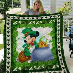 Saint Patrick Day Mickey Quilt Blanket  Quilt and Home Decor