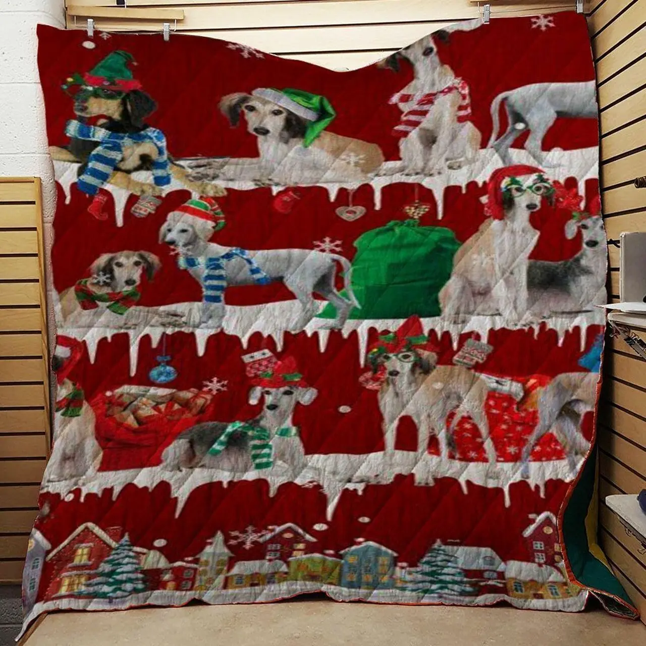 Saluki Snow Christmas Quilt Tdhrn and Home Decor