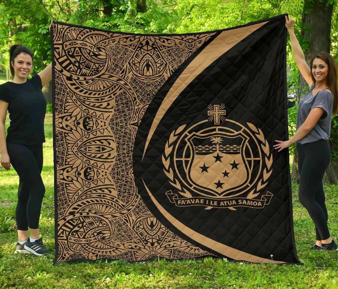 Samoa Coat Of Arms Polynesian Premium Quilt Circle Style 02 J2 Quilt and Home Decor