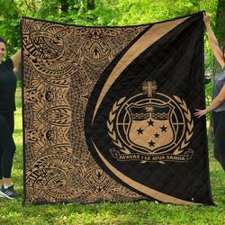 Samoa Coat Of Arms Polynesian Premium Quilt  Circle Style  02 J2  Quilt and Home Decor