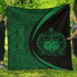 Samoa Coat Of Arms Polynesian Premium Quilt  Circle Style  06 J2  Quilt and Home Decor