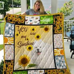 Samoyed Sunflower Quilt Tdhqi and Home Decor