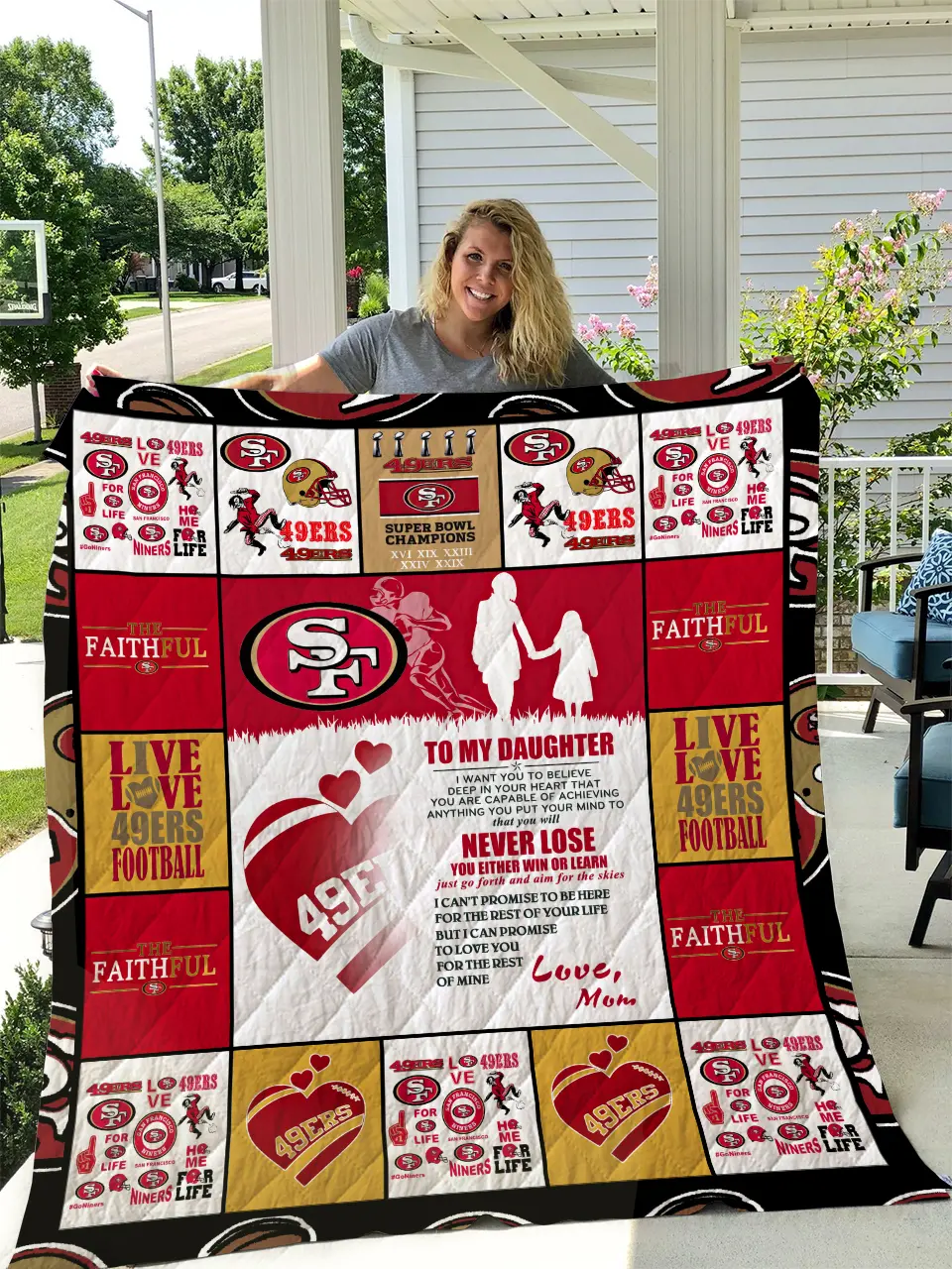 San Francisco 49Ers - To My Daughter - Love Mom Quilt and Home Decor