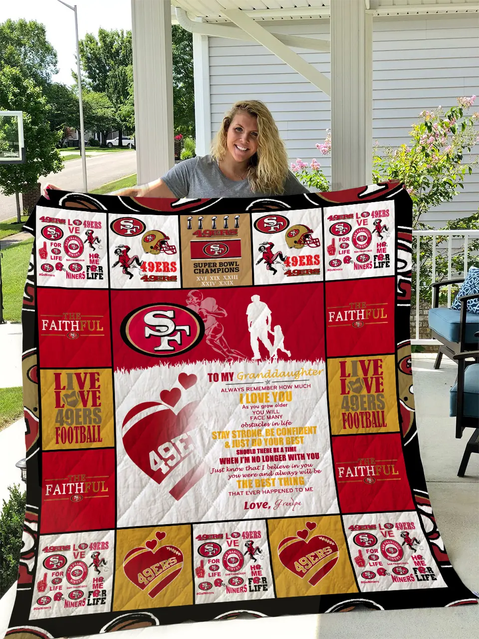 San Francisco 49Ers - To My Granddaughter - Love Grandpa Quilt and Home Decor