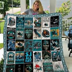 San Jose Sharks Quilt Blanket Fan Made and Home Decor