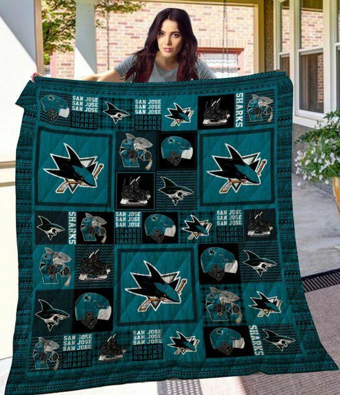 San Jose Sharks Sjs Quilt Blanket and Home Decor