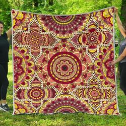 Sangria Mandala Bohemian Cl17100549Mdq Quilt Blanket and Home Decor