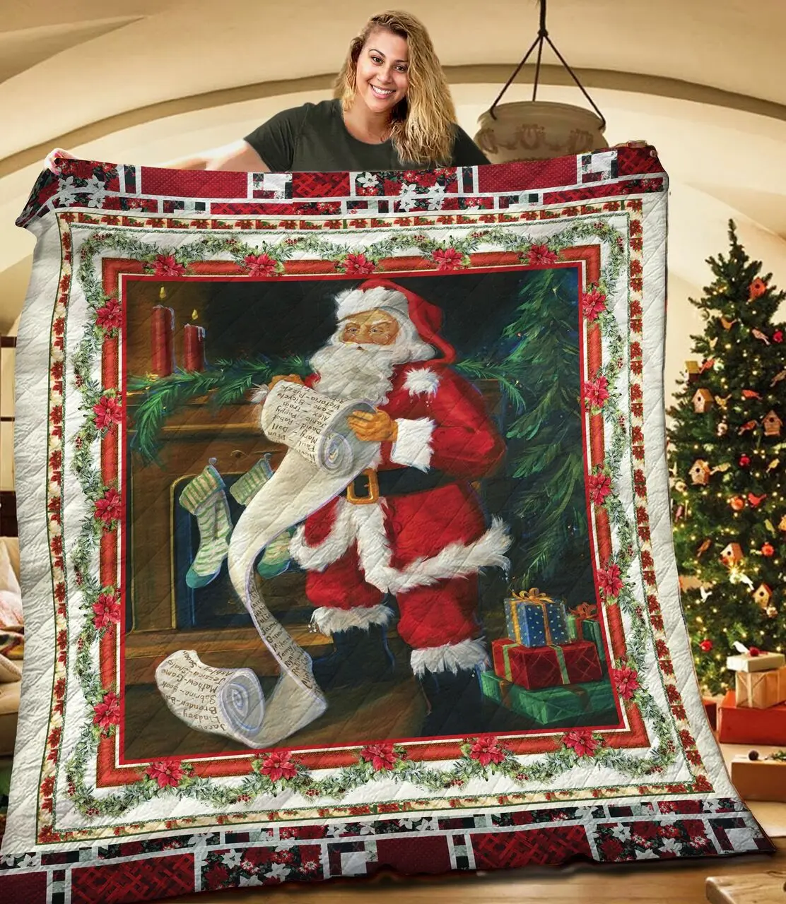 Santa Checking The List TNT191105NH Quilt Blanket and Home Decor
