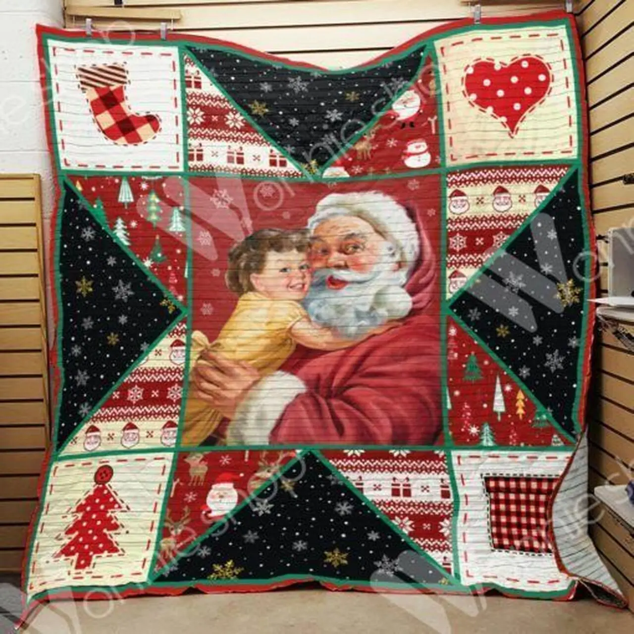 Santa Christmas Hur Quilt Cysivt and Home Decor