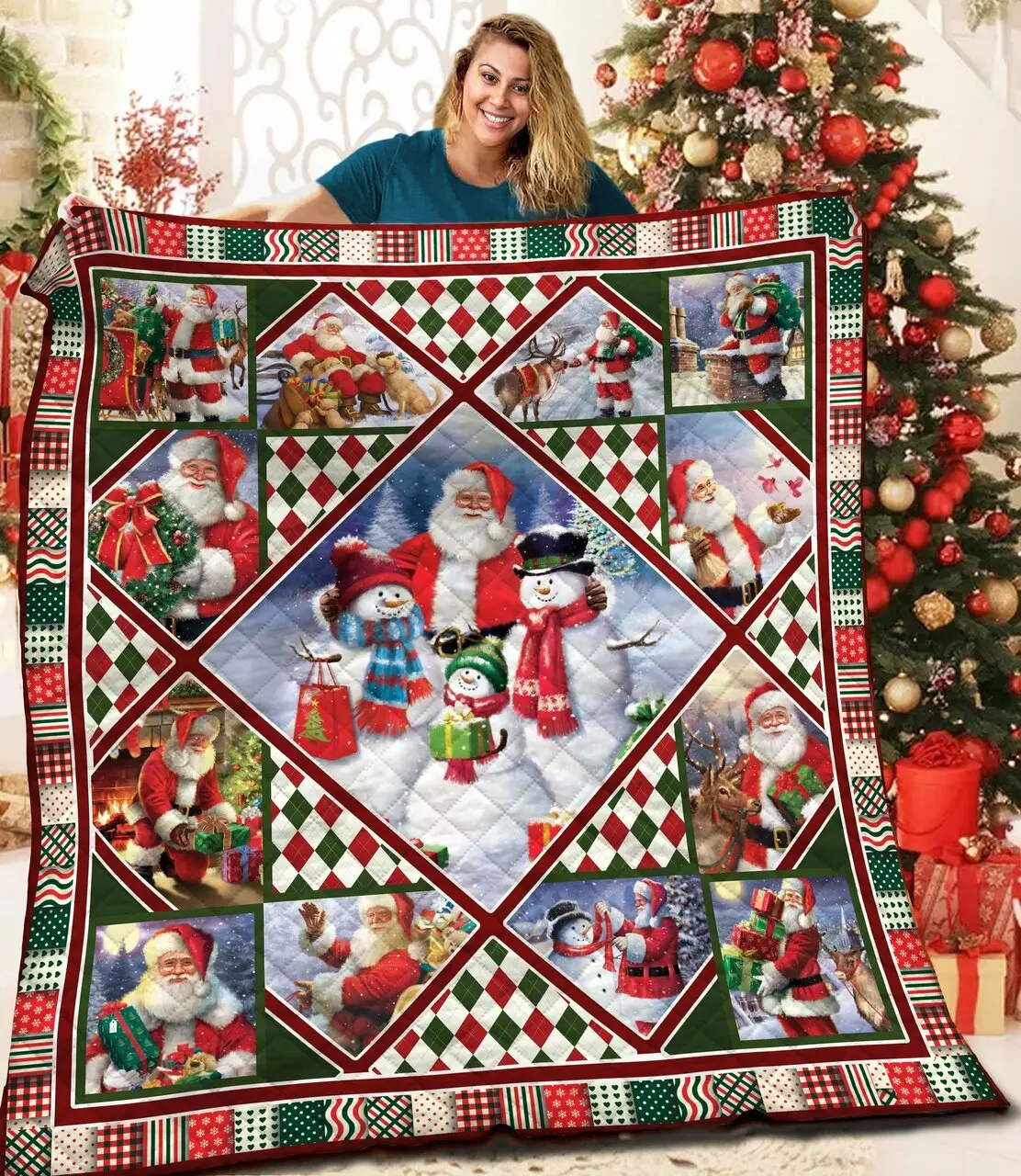 Santa Claus Aaa2610202Ta Quilt Blanket and Home Decor