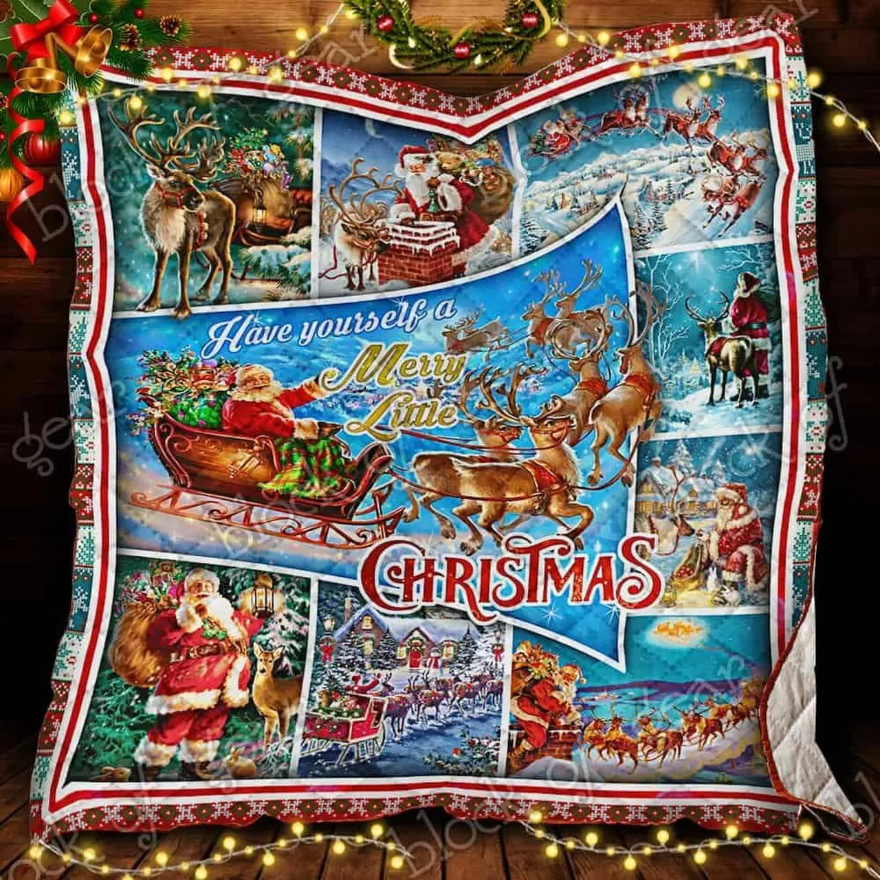 Santa Claus And Reindeer Christmas Cl14100439Mdq Quilt Blanket and Home Decor