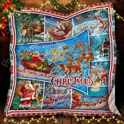 Santa Claus And Reindeer Christmas Cl14100439Mdq Quilt Blanket and Home Decor