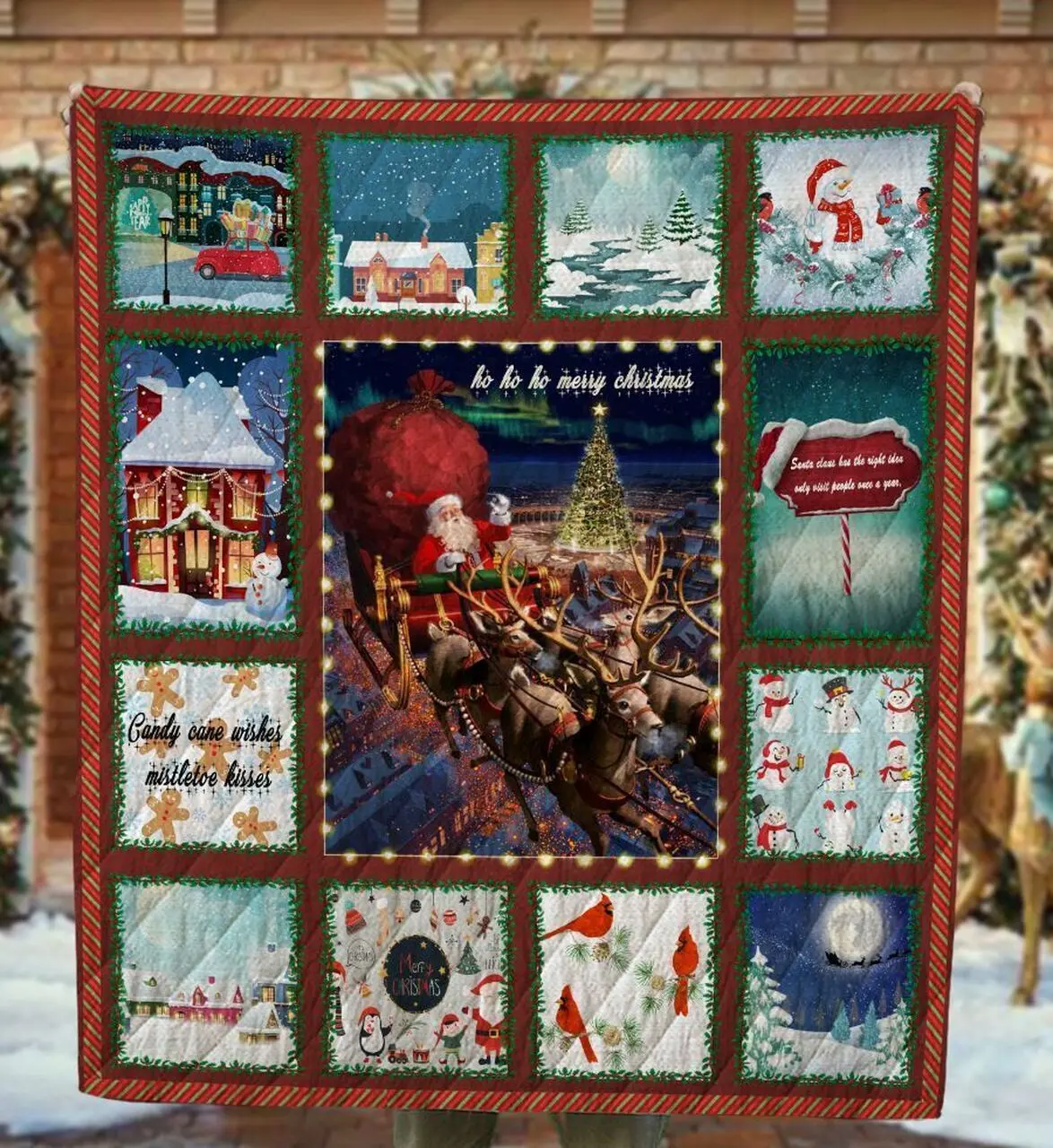 Santa Claus Merry Christmas Quilt/ Gift For Your Family Members and Home Decor