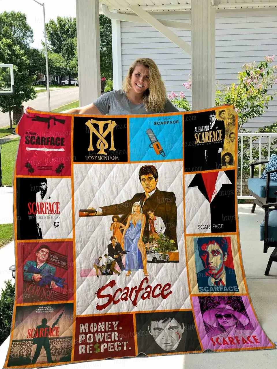 Scarface Poster Quilt Blanket 01 and Home Decor