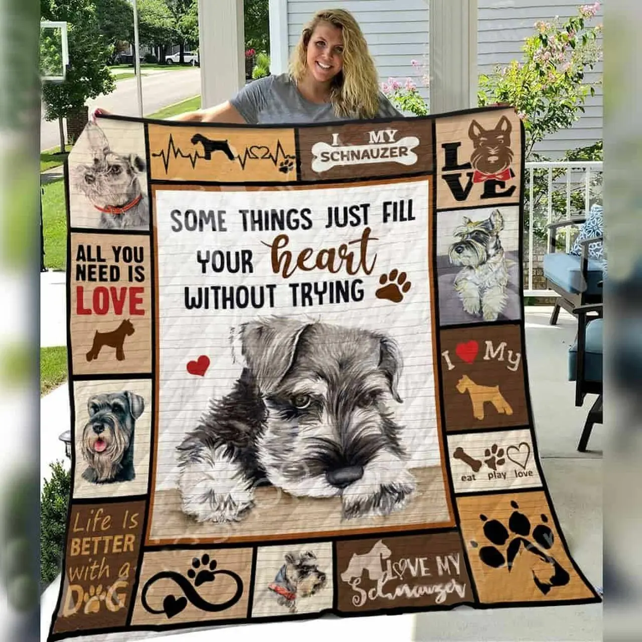 Schnauzer Dog E Quilt Derqev and Home Decor