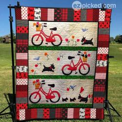 Scottie Playing Quilt Blanket Lk08  Quilt and Home Decor