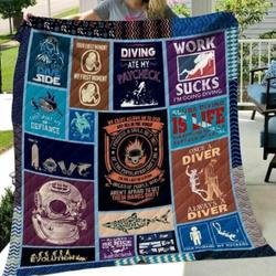 Scuba Diving Once A Diver Always A Diver Quilt Blanket Great Customized Blanket Gifts For Birthday Christmas Thanksgiving and Home Decor