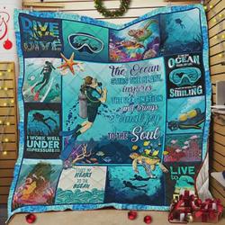 Scuba Diving The Ocean Stirs The Heart Inspires The Imagination And Bring Eternal Joy To The Soul Quilt Blanket Great Customized Blanket Gifts For Birthday Christmas Thanksgiving and Home Decor