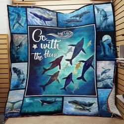 Sea Go With The Flow Quilt Blanket Great Customized Blanket Gifts For Birthday Christmas Thanksgiving and Home Decor