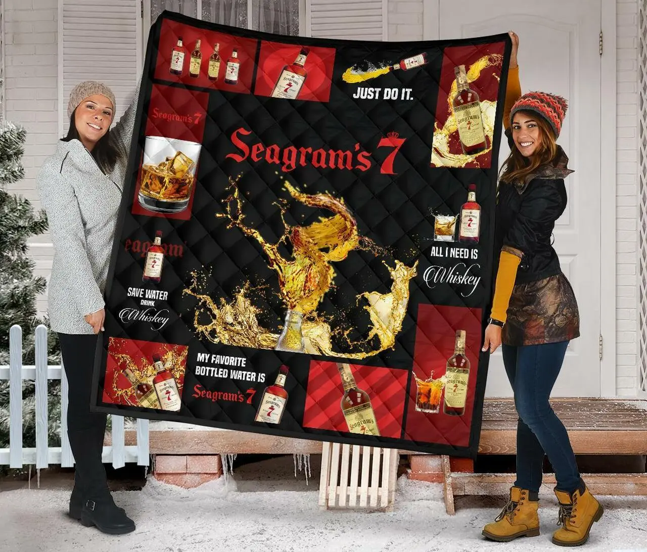 SeagramS 7 All I Need Is Whiskey Gift Idea Quilt and Home Decor