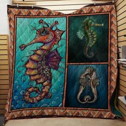 Seahorse Quilt Blanket Great Customized Blanket Gifts For Birthday Christmas Thanksgiving and Home Decor