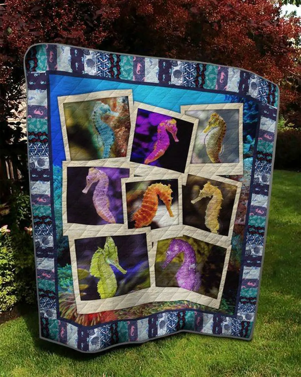 Seahorses P060407 Quilt Blanket Quilt and Home Decor