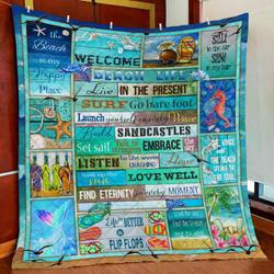 Seas The Day Beach Life Quilt Blanket and Home Decor