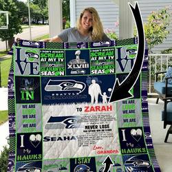 Seattle Seahawks  Personalized Name Quilt Blanket and Home Decor