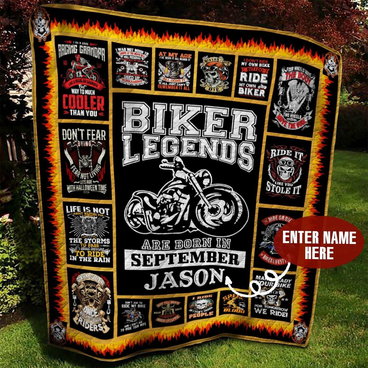 September Biker Personalized Quilt Blanket Bbb290582Sm and Home Decor