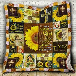 September Girl  Jesus Sunflower Quilt Blanket and Home Decor