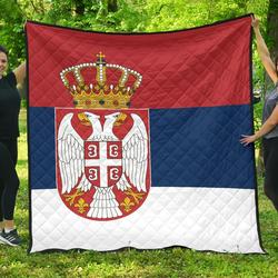 Serbia Flag Premium Quilt A6  Quilt and Home Decor