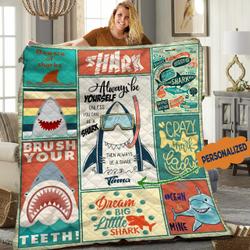 Shark Personalized Quilt Blanket HHH050618TN and Home Decor