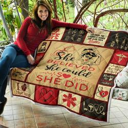 She Believe She Could So She Did Nurse Quilt Blanket Dhc020120216Td and Home Decor