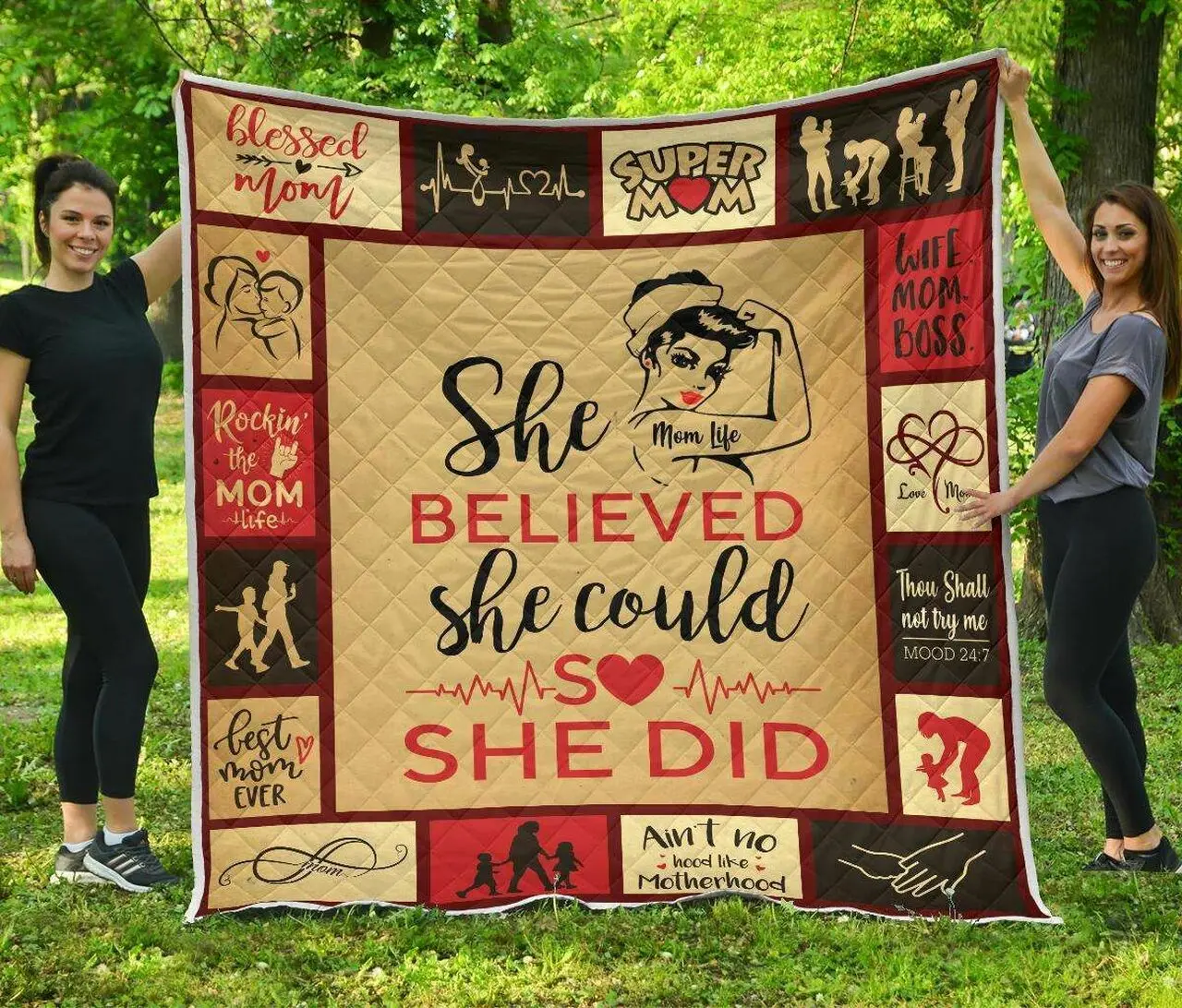 She Believed She Could Mom Cl12100599Mdq Quilt Blanket and Home Decor