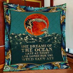 She Dreams About The Ocean Mermaid Quilt Blanket and Home Decor
