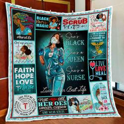 She Is A Black Nurse Living Her Best Life Quilt Blanket and Home Decor