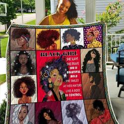 She Is Beautiful Bold Black Girl TH2309375CL Quilt Blanket and Home Decor