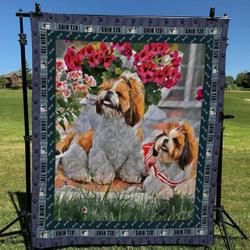 Shih Tzu Garden Cl10100230Mdq Quilt Blanket and Home Decor