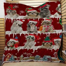 Shih Tzu Snow Christmas Quilt Tdhgh and Home Decor
