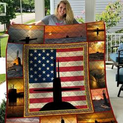 Ship American Flag Quilt Blanket and Home Decor