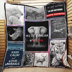 Shoot Us With Camera Not Gun Safari Animal Cl2100451Mdq Quilt Blanket and Home Decor
